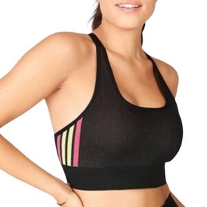 NWT Fabletics Aisley Seamless Sports Bra Black Pink Green XS Small Athletic